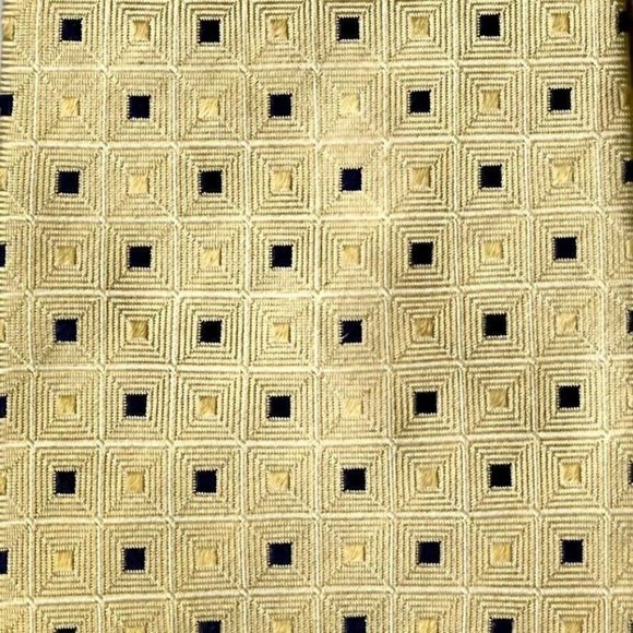 ALEXANDER JULIAN COLOURS Mens Necktie Silk Gold Black Geometric Squares 62"x3.5" - Picture 2 of 10